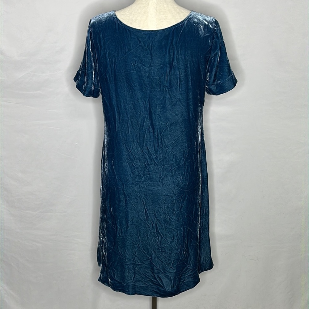 Sundance Silk & Rayon Short Sleeve Velvet Dress in Blue - Size Small - Picture 3 of 5